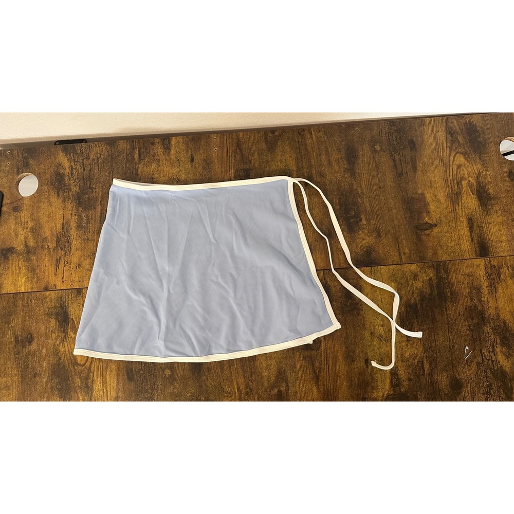 Wilo The Label Light Blue Wrap Mini Skirt White Trim XS
